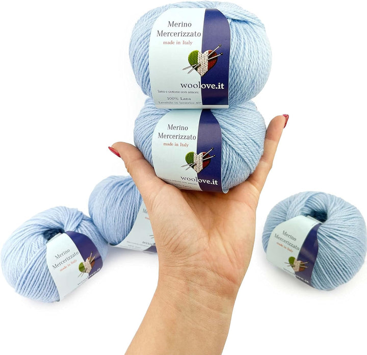 Tricot Cafè – Merzerisierte Merinowolle - Garn 100% reine Wolle Made in Italy - Wollknäuel zum Häkel