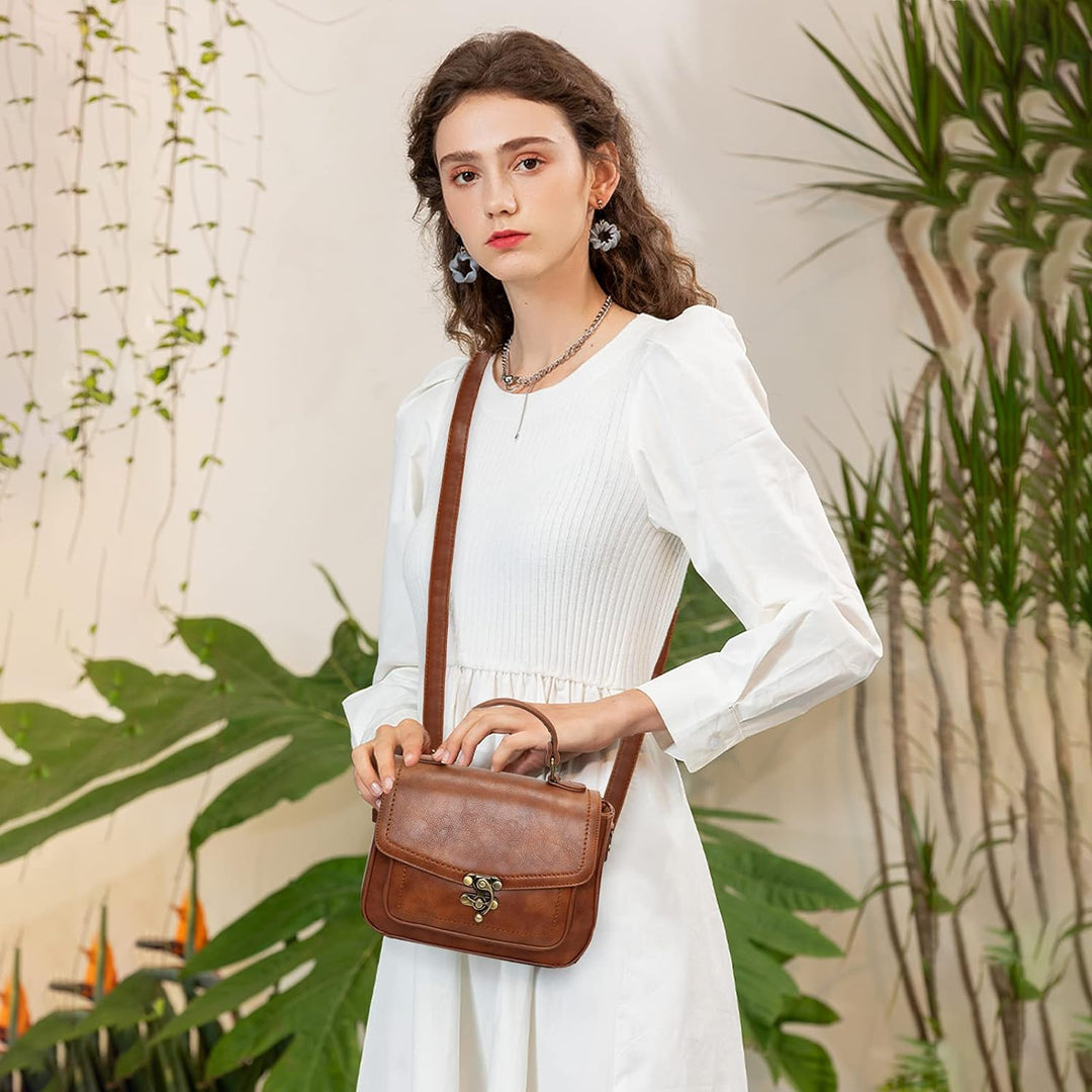 PORRASSO Umhängetasche Damen Schultertasche Retro Handtasche Schulterbeutel für Reise Dating Einkauf