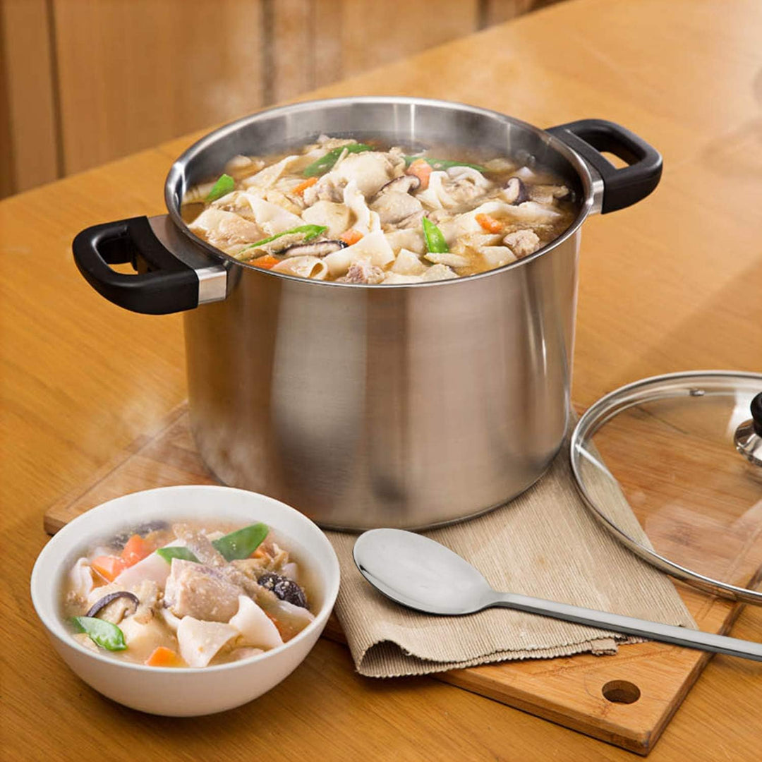8 Stück Edelstahl 21,6 cm Koreanischer Löffel mit langen Griffen, Reislöffel, asiatischer Suppenlöff