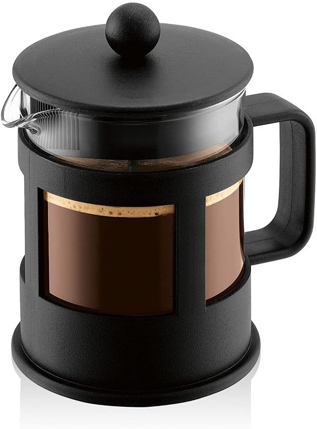 Bodum 1784-01 KENYA Kaffeebereiter (French Pressesystem, Spülmaschinengeeignet), schwarz, 0,5 L, 4 C