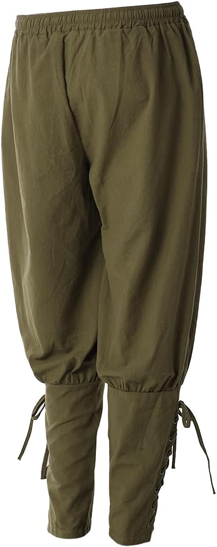 COSDREAMER Herren Mittelalterhose Wikinger Piraten Kostümhose Grau M M Grau, M Grau