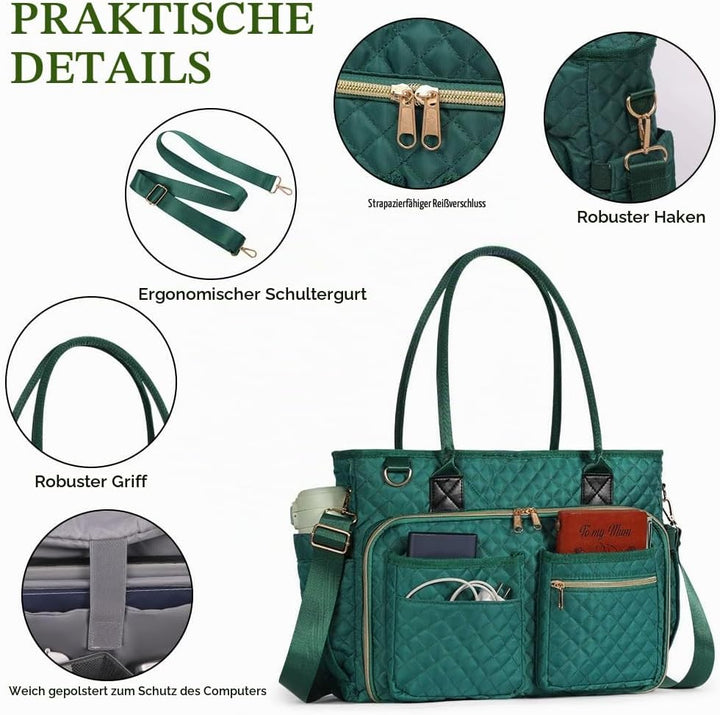 Laptoptasche Damen 15,6 Zoll Lehrertasche Gross Aktentasche Tasche mit 2 Seitentaschen, Notebooktasc