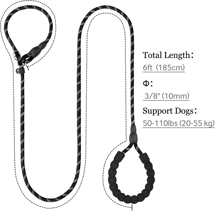 TagME Retrieverleine mit Zugstopp,Reflektierende Seilleine 185 cm Moxonleine,Weicher gepolsterter Gr