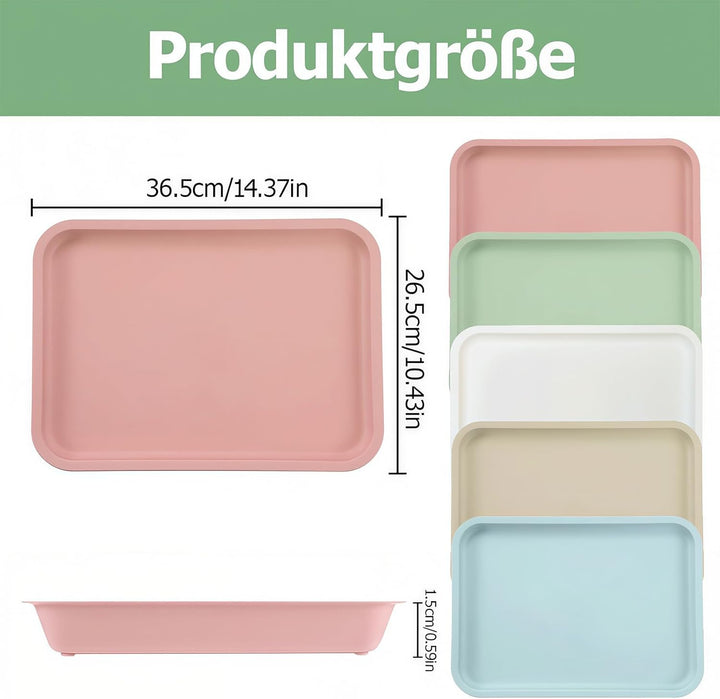 5 Stück Kunststofftablett, 36,5 x 26,5 cm Kunststoff Serviertabletts Klein, Küche Wiederverwendbar R