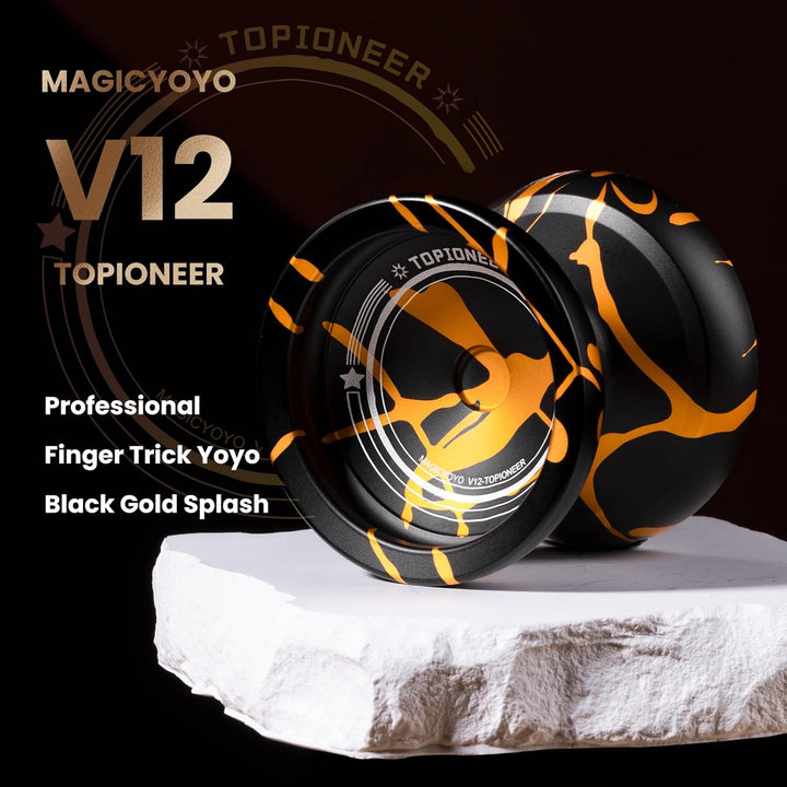 MAGICYOYO V12 Profi JoJo Finger Spin Yoyo für Anfänger &amp; Fortgeschrittene, Duales Metall-JoJo Reakti