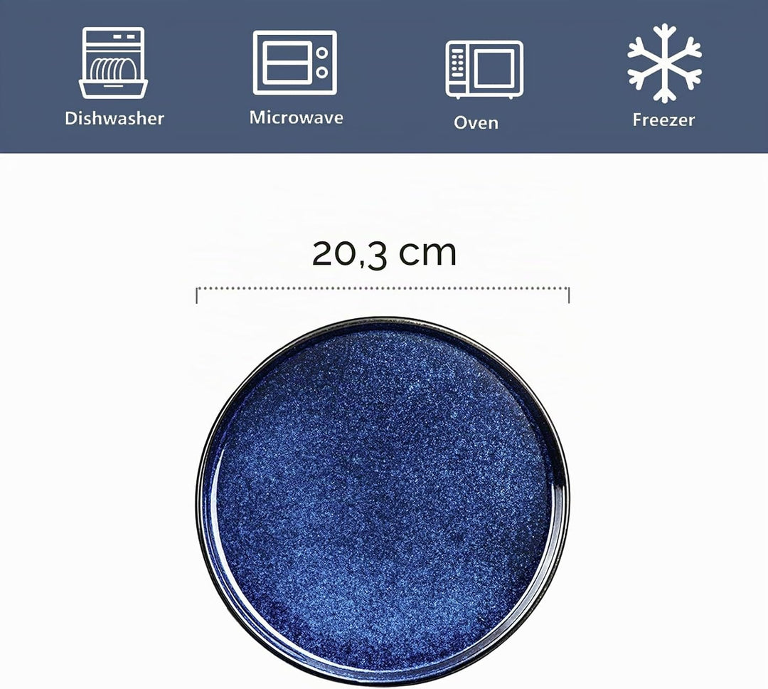 vicrays Keramik-Salatteller-Set – Porzellan, 20,3 cm, flacher Dessertteller für Mittagessen, Zuhause