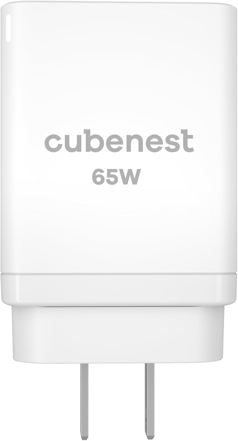 CubeNest 65W Reise PD Ladegerät, 2-Port USB C + USB A, PD 3.0, mit GaN Tech USB C Netzteil, Schnelle