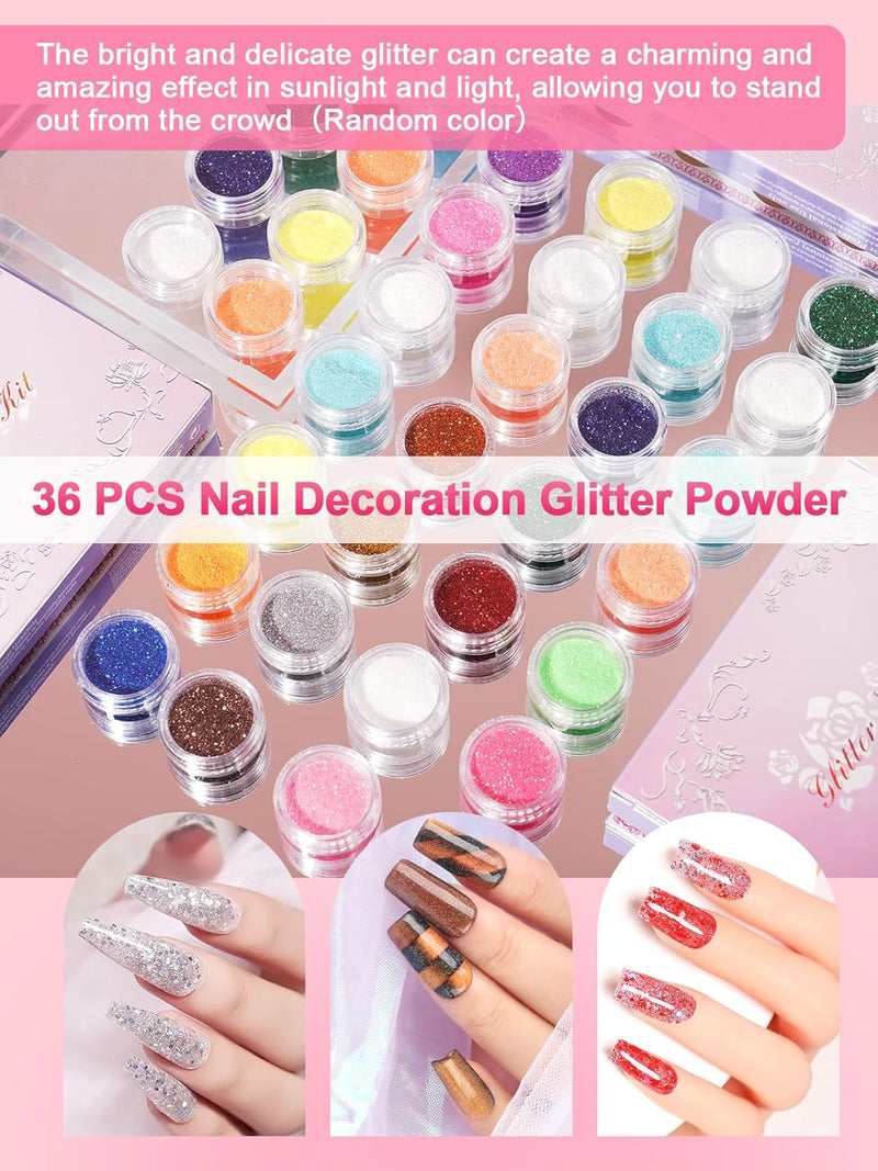 Acryl Nagelset Nägel Selber Machen: Gelnägel Set mit UV Lampe 80W Elektrische Nagelfräser - 3 Farbe