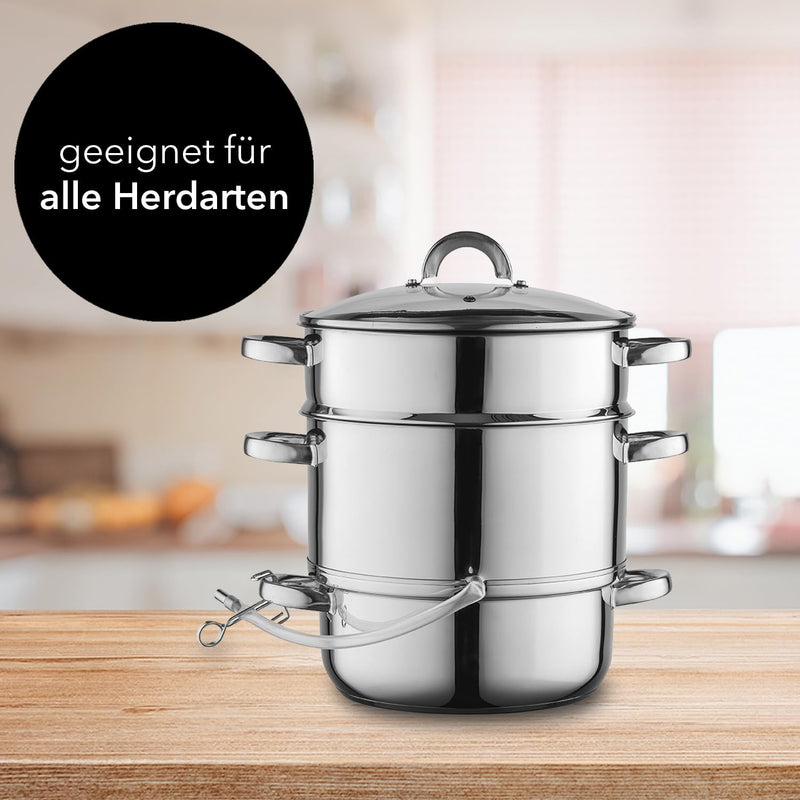 Florina Entsafter 7 l | Induktion Dampfentsafter FRUIT aus 18/10 Edelstahl | Fruchtenentsafter mit G