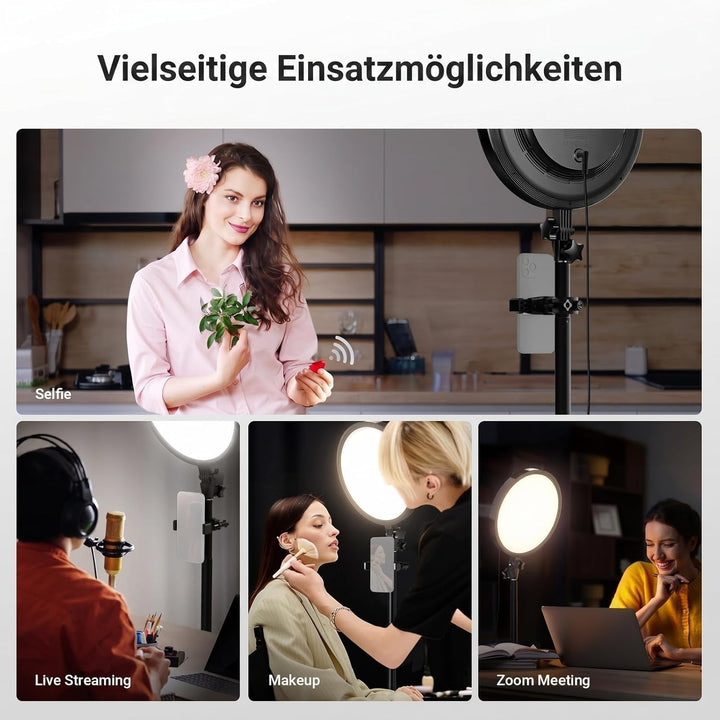 NEEWER BASICS 13" 45W Ringlicht mit 66" Ständer, 3000K-6500K CRI95+ grosses Vollbild LED Panel Licht