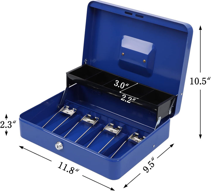Xydled Geldkassette aus Metall, Geldkassette mit Geldfach und Schlüsselschloss, Aufbewahrungsbox, bl