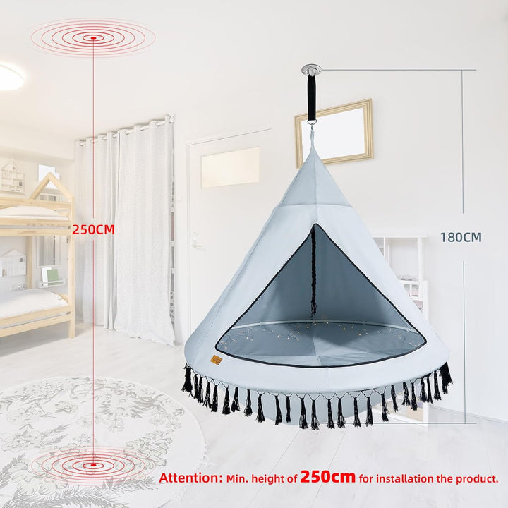 CCLIFE Nestschaukel mit Zelt Ø 120 cm Schaukel Indoor & Outdoor Hängehöhle Hängezelt für Kinder & Er