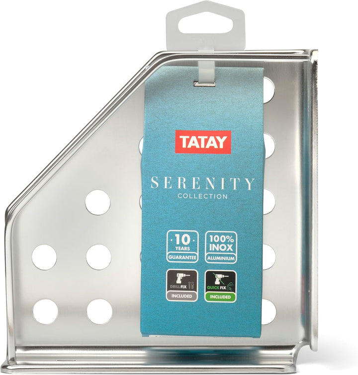 TATAY Duschablage Ohne Bohren Eckig Aluminium | Mit Schrauben und Quick Fix Befestigungssystem | Feu