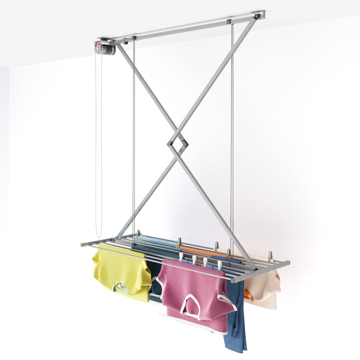 Foxydry Mini Deckenständer, vertikaler Wäscheständer, zusammenklappbar in Aluminium und Stahl 128x54
