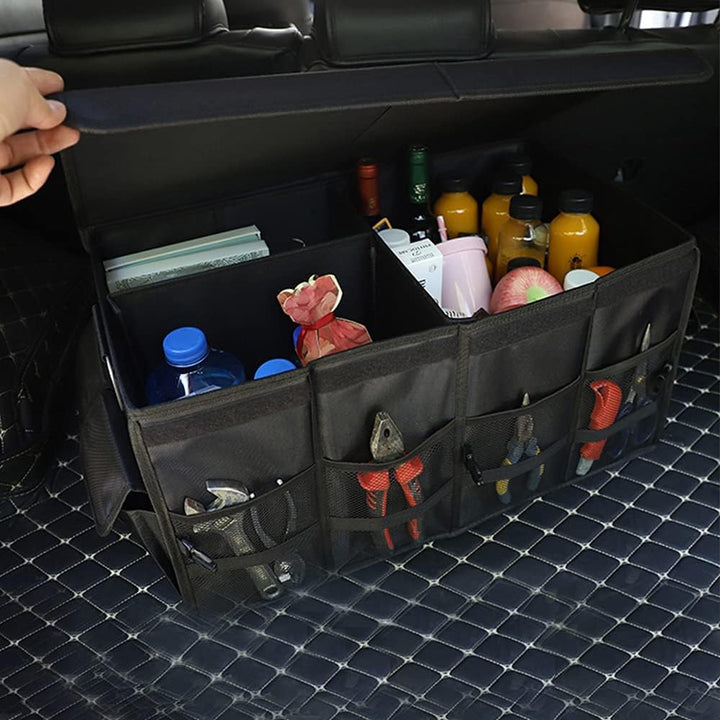 YUOCT L 60cm Kofferraum Organizer & Deckel Robuste, Zusammenklappbare Kofferraum Organizer Box Mit M