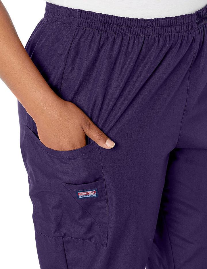Cherokee Damen Workwear Cargo-Hose mit elastischer Taille Klassisch L Aubergine, L Aubergine