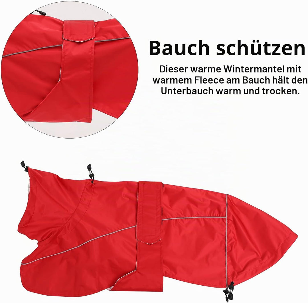 MOREZI Windhund-Regenmantel, regenfest/wasserdicht, hoher Bund mit verstellbarem Kordelzug und Hüftg