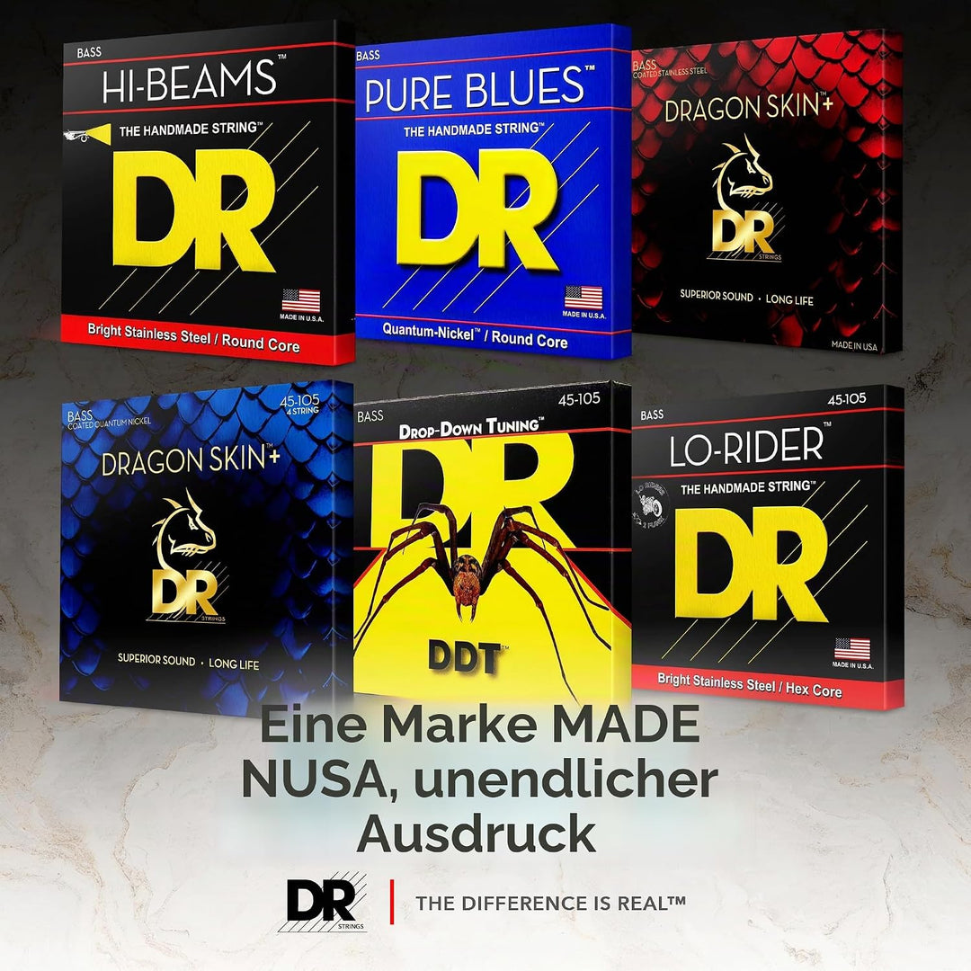 DR Strings Bass-Saiten Black Beauties, Bass-Seiten vernickelt, schwarz beschichtet, auf rundem Kern,