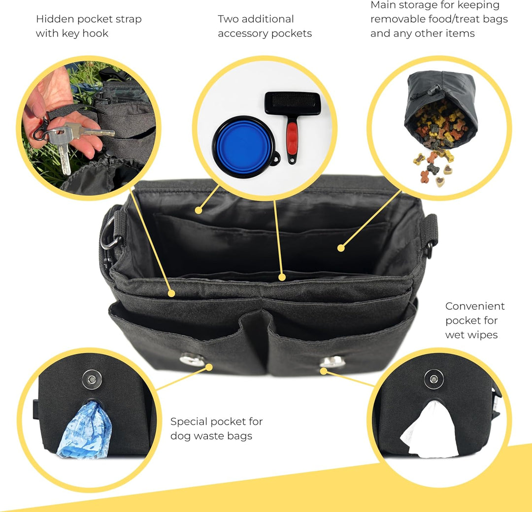 Arrivly SixWalker Leckerlibeutel für Hunde mit Magnetverschluss, Praktischer Futterbeutel Hundetrain
