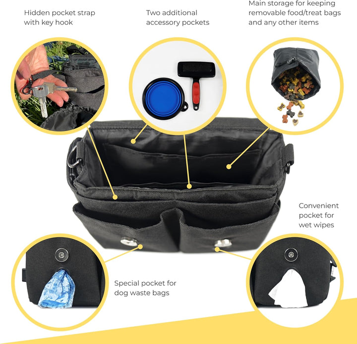 Arrivly SixWalker Leckerlibeutel für Hunde mit Magnetverschluss, Praktischer Futterbeutel Hundetrain