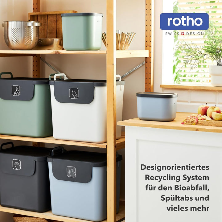 Rotho Salsa Biomülleimer 6 l mit Deckel Komposteimer, integrierte Hängevorrichtung, 23,5×20,2×20,8cm