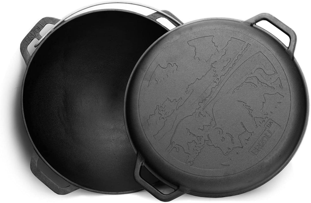4BIG.fun Gusseisen Kazan 15 L Schwenktopf Kasan mit Deckel-Bratpfanne Wokpfanne Grill Cast Iron Camp