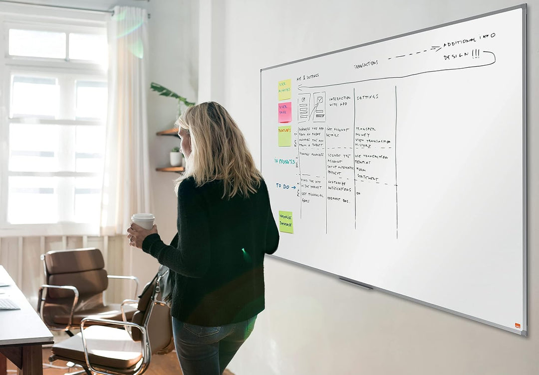 Nobo magnetisches Emaille Whiteboard, 45 x 60 cm, Aluminiumrahmen, Traditionelle Eckmontage, Inkl. S