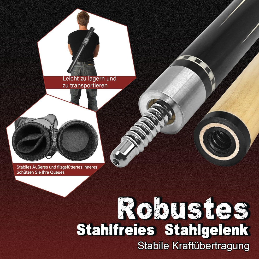 Pool-Billardqueues,58“ Pool Cue Stick with 12,5 mm Lederspitze,20 oz Billard Queue Set für Anfänger