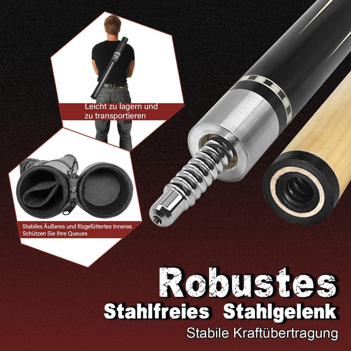 Pool-Billardqueues,58“ Pool Cue Stick with 12,5 mm Lederspitze,20 oz Billard Queue Set für Anfänger