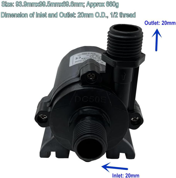 SHYSKY 3Phase 24V Micro Brushless DC Wasserpumpe Solar Wasser Tauchpumpe, DC50E-24150S, 1560LPH, Max
