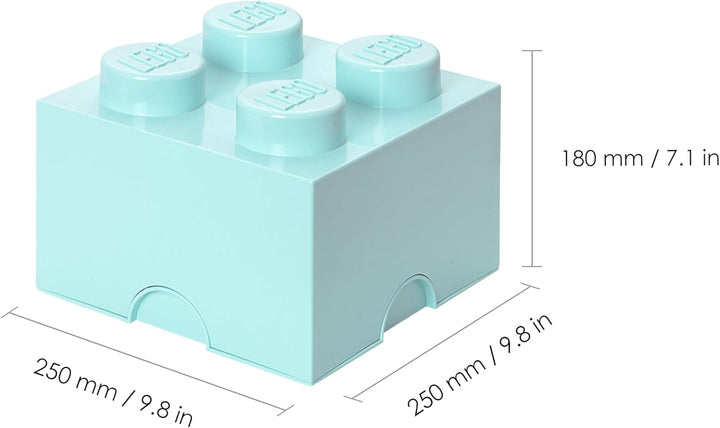 LEGO Aufbewahrungsstein, 4 Noppen, Stapelbare Aufbewahrungsbox, 5,7 l, mintgrün Aqua Light Blue, Aqu