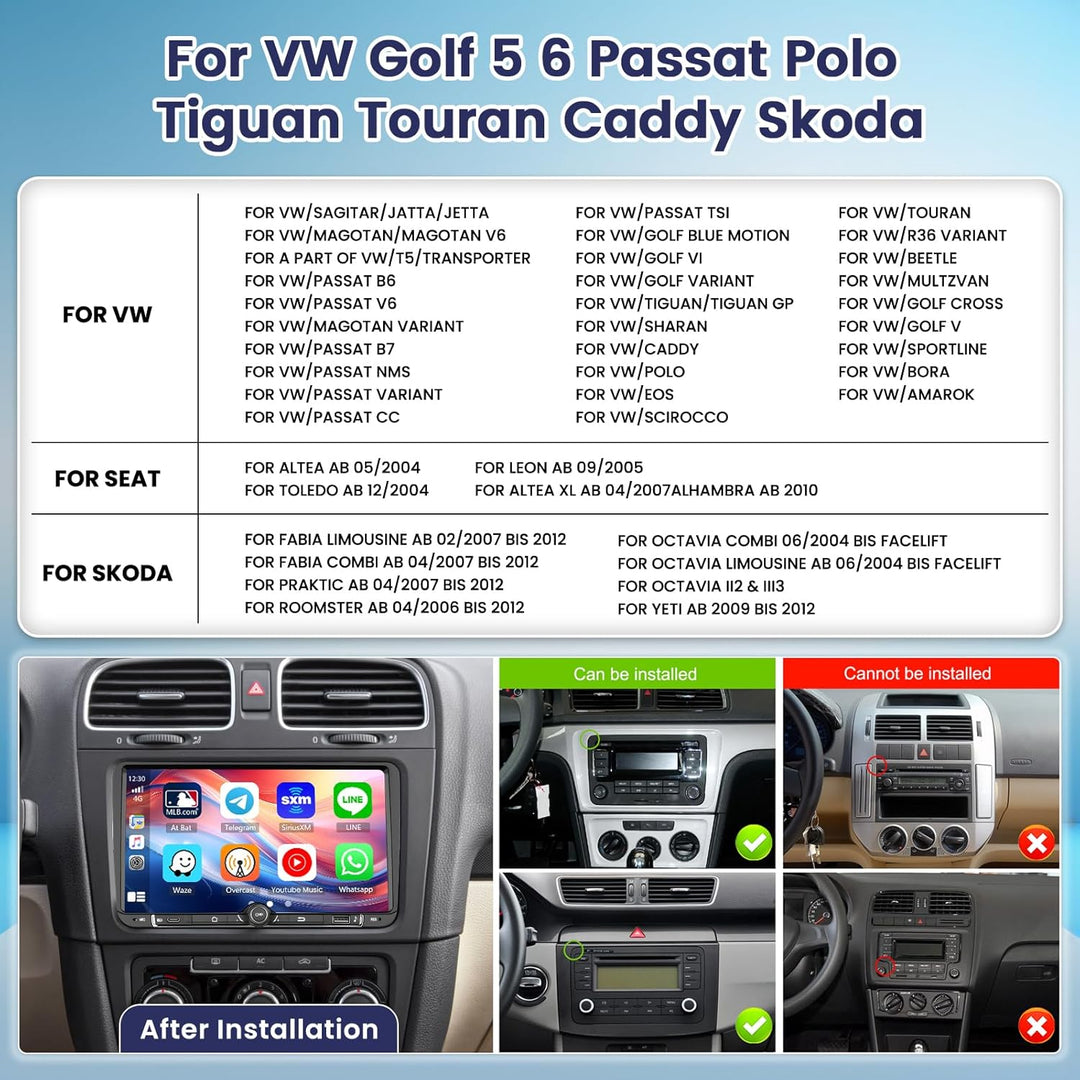 Roinvou Android15 4+64G Autoradio für VW Golf 5 6 Passat Polo Tiguan Touran Caddy Skoda Wireless Car