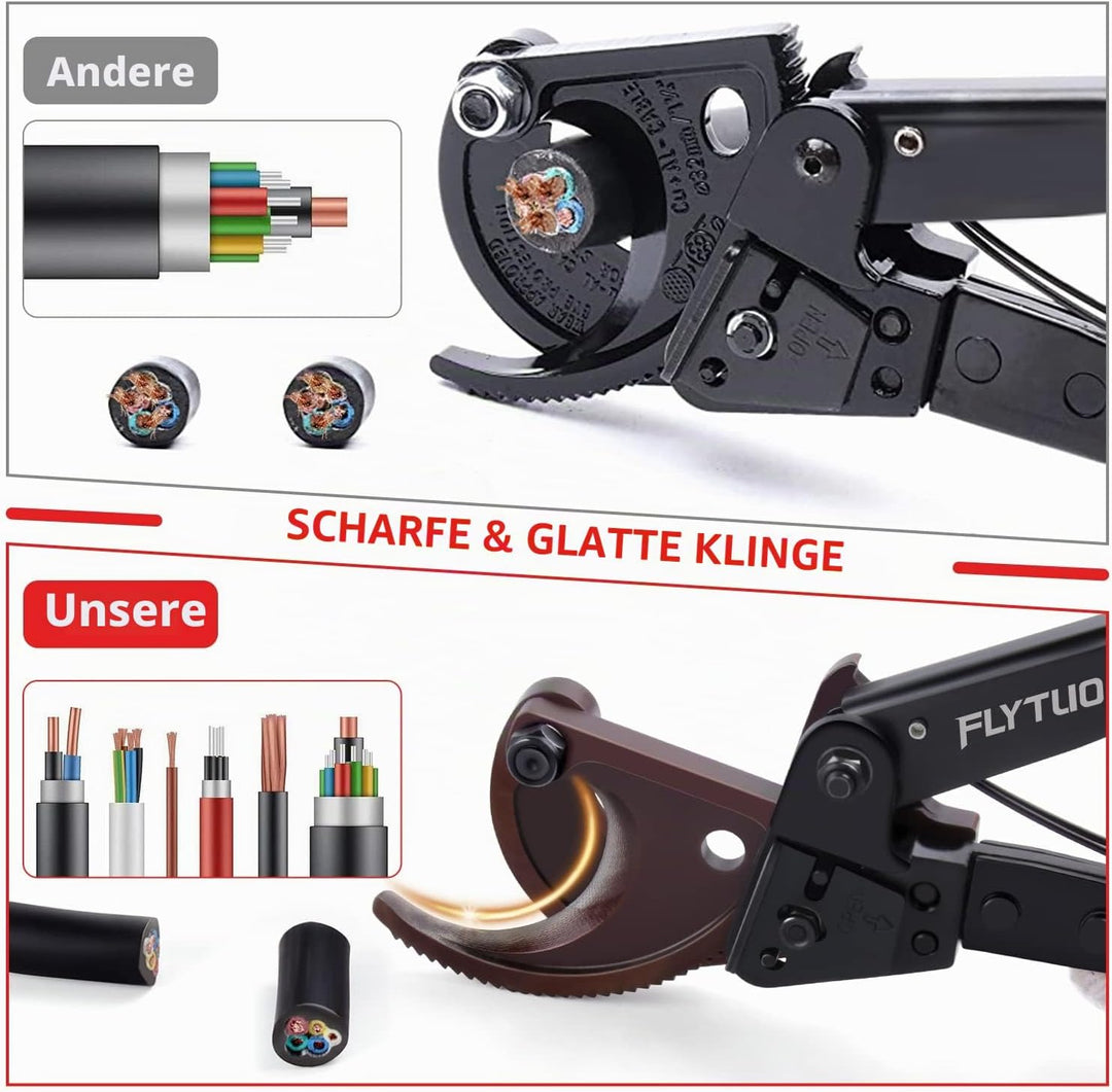 Flytuo Kabelschneider, verbesserte Klinge, robuster Kabelschneider für Aluminium-Kupferkabel und ele