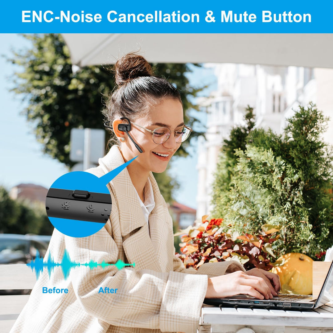 eppfun Open Ear Kopfhörer Bluetooth 5.4, Bluetooth Headset mit Noise-Cancelling Mikrofon, Wireless H