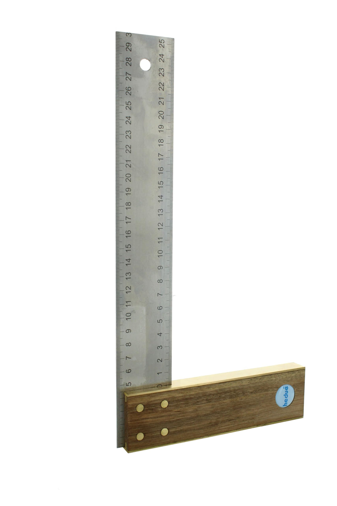 hedue® Tischlerwinkel 400 mm - Rechter Winkel 90 Grad Winkel, Griff aus Nussbaumholz mit rostfreiem
