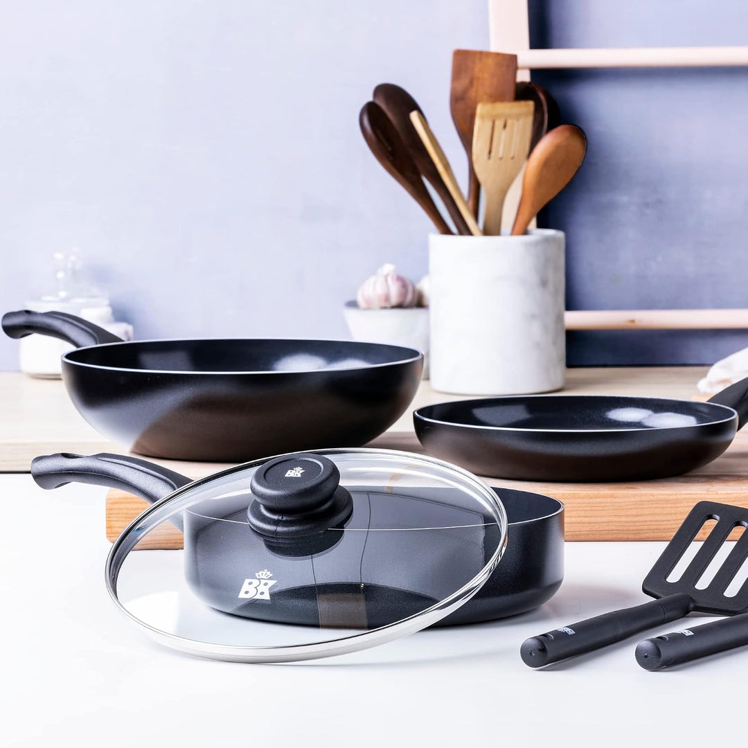 BK Brilliant Gesunde Induktionsgeeignete keramische Antihaft-Pfanne (24 cm) mit Deckel, backofen- un