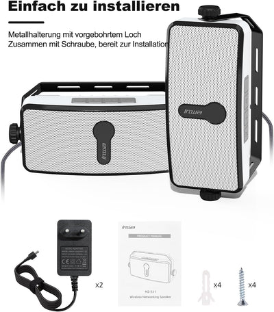 Inwa Bluetooth Outdoor Lautsprecher, Wandlautsprecher, Unbegrenzte Anzahl Synchronisiert, 17 * 10 *