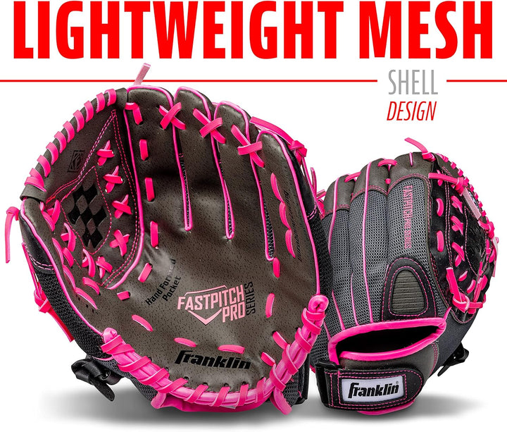 Franklin Sports Windmühle Serie Leichte Softball Handschuh, 27,9 cm für Rechtshänder Pink/Grau, für