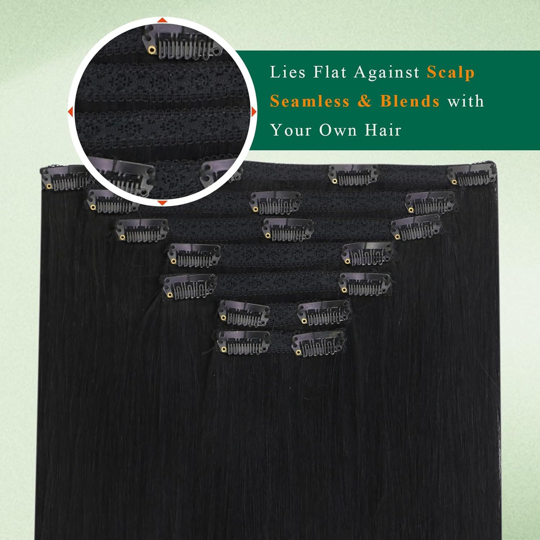 Easyouth Clip in Extensions Echthaar Schwarz Remy Extensions Clip in Echthaar 12 Zoll 70g Haarverlan