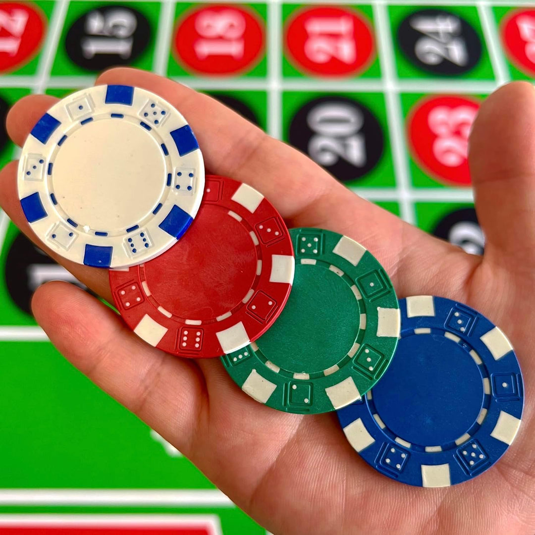SEETOOOGAMES Casino-Poker-Chips, 11,5 g, gestreift, 4 Farben (rot, grün, weiss und blau) 50 rot, 50
