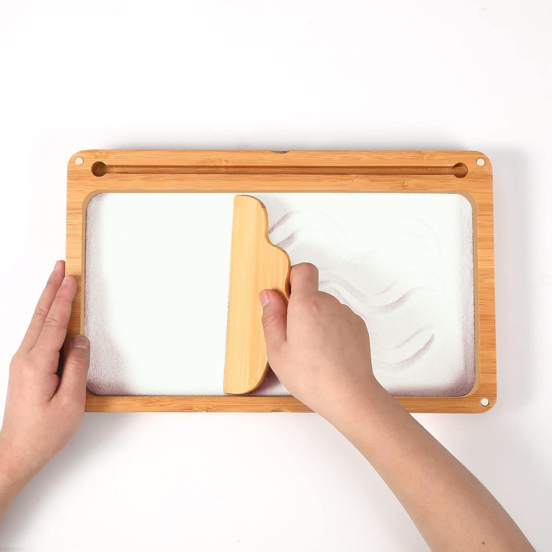 AtMini Montessori sandtablet Frühes Training buchstaben und Zeichens pielzeug Holz Montessori Sandti