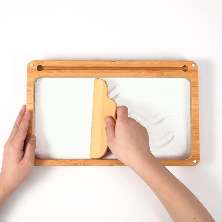 AtMini Montessori sandtablet Frühes Training buchstaben und Zeichens pielzeug Holz Montessori Sandti