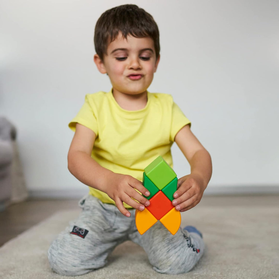 GEOMAG - Magicube 1+ Formen - Magnetische Blöcke für Kinder - 4 Farben und Formen - 6 Würfel - 1-5 J