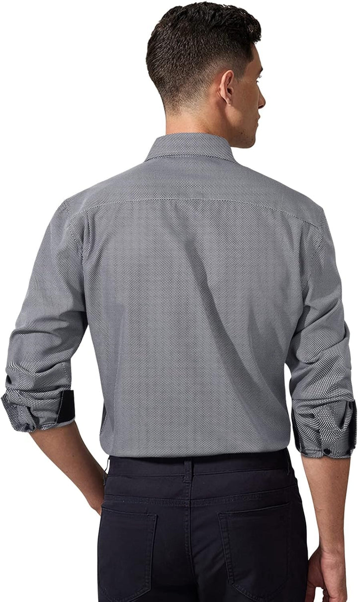 HISDERN Herren Hemd Langarm Regular Fit Oberhemd Für Männer Anzug Business Hochzeit Freizeit Party F