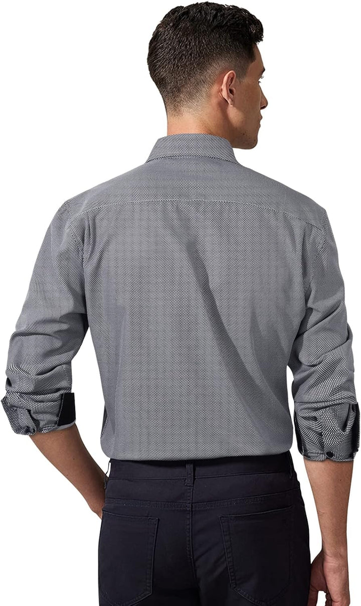 HISDERN Herren Hemd Langarm Regular Fit Oberhemd Für Männer Anzug Business Hochzeit Freizeit Party F