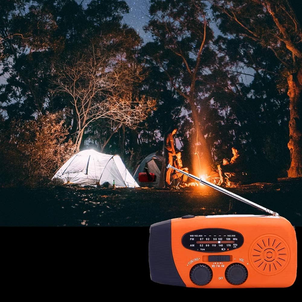 Solar Radio, Tragbar Kurbelradio Dynamo Radio mit AM/FM, Notfall Radio mit Kurbel, 2000mAh Wiederauf