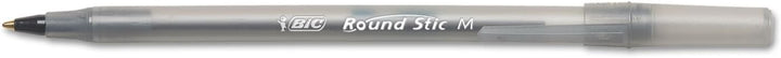 BIC - Round Stic Ballpoint Pen, Med. Point, Black Ink, Sold as 1 Dozen, BICGSM11BK