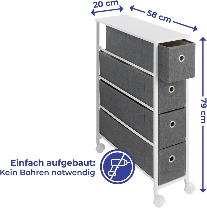 Maximex Nischenregal 4 Schubladen - Nischenregal mit 4 extra-tiefen Schubladen &amp; 4 leichtgängige Rol