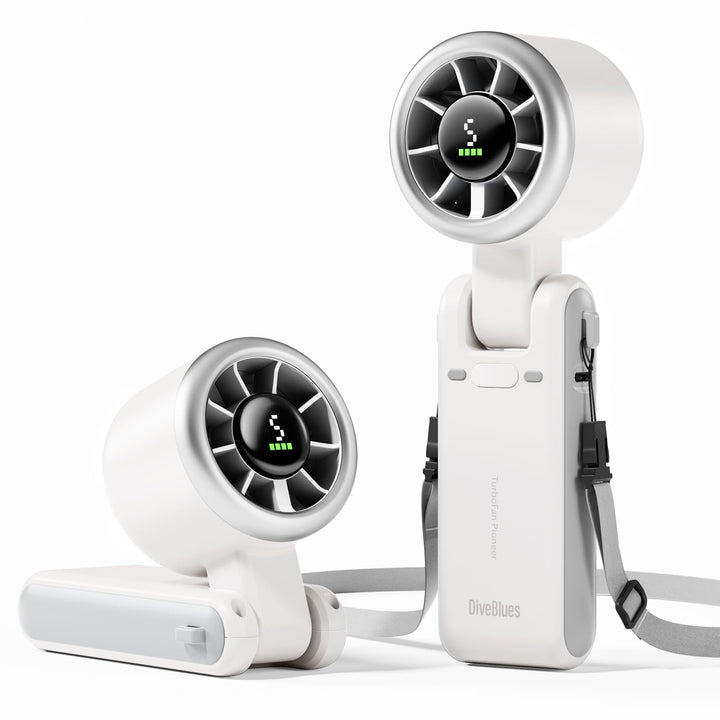 Diveblues Tragbarer Turbo Handventilator, 9m/s Hohe Geschwindigkeit, 5-stufiger Wind, wiederaufladba