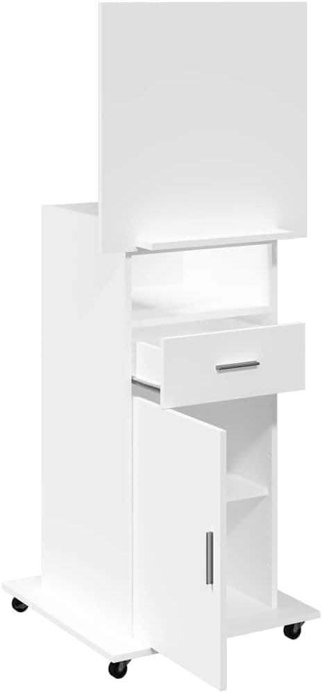 vidaXL Rednerpult, Stehpult mit Rollen Schublade, Mobil Stehtisch Rollbar mit Umrandung, Schreibpult